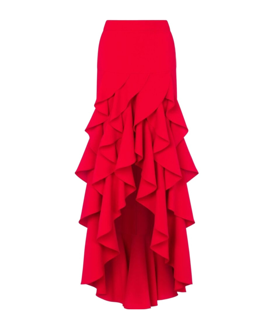 Moschino Asymmetric Skirt With Ruffles In Red
