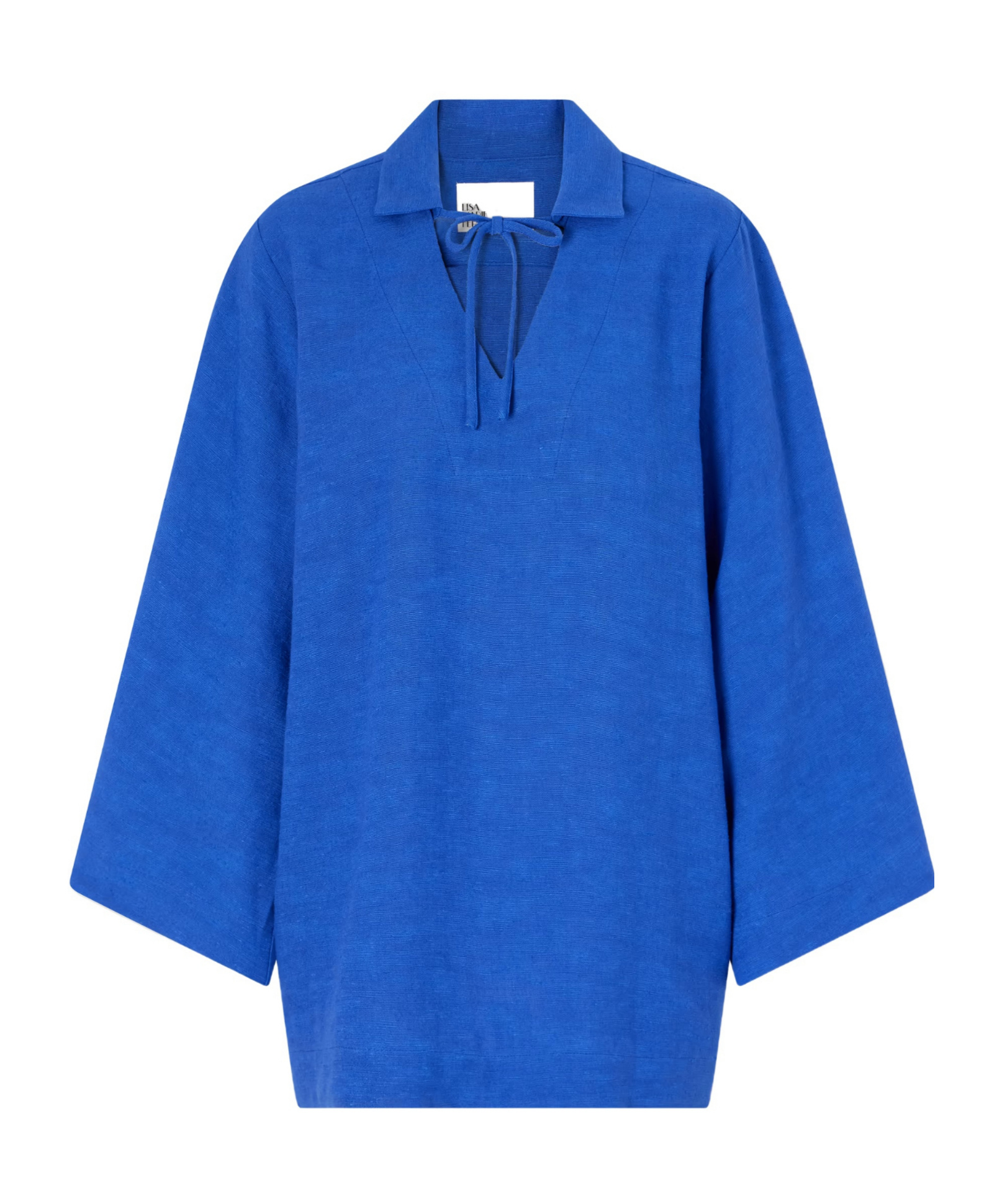 Lisa Marie Fernandez Tie-detailed Woven Tunic In Blue