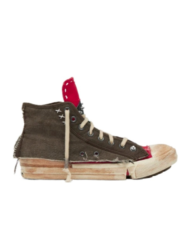 Maison Margiela Distressed High-top Sneakers In Brown