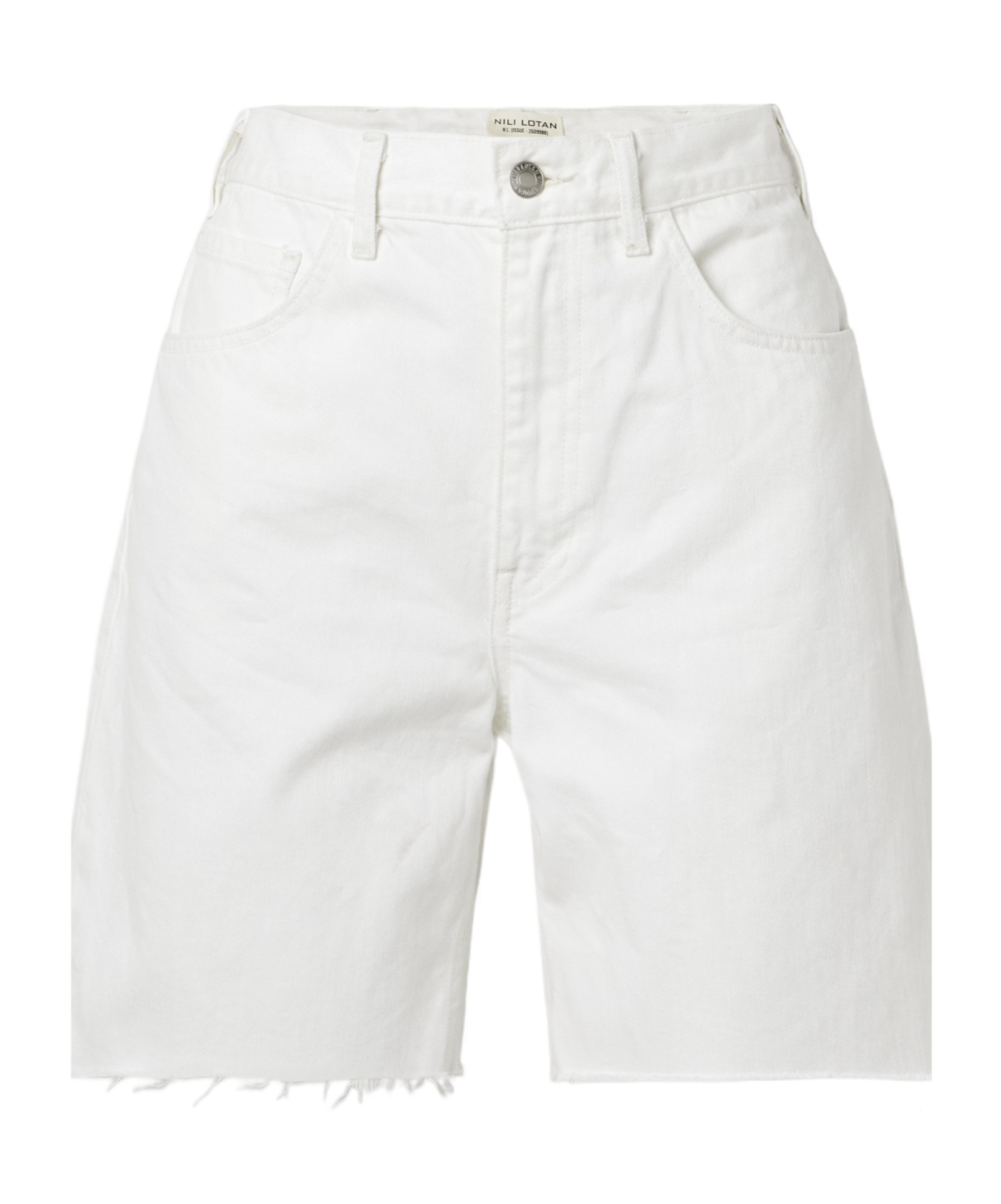 Nili Lotan Russel Raw Edge Denim Shorts In White