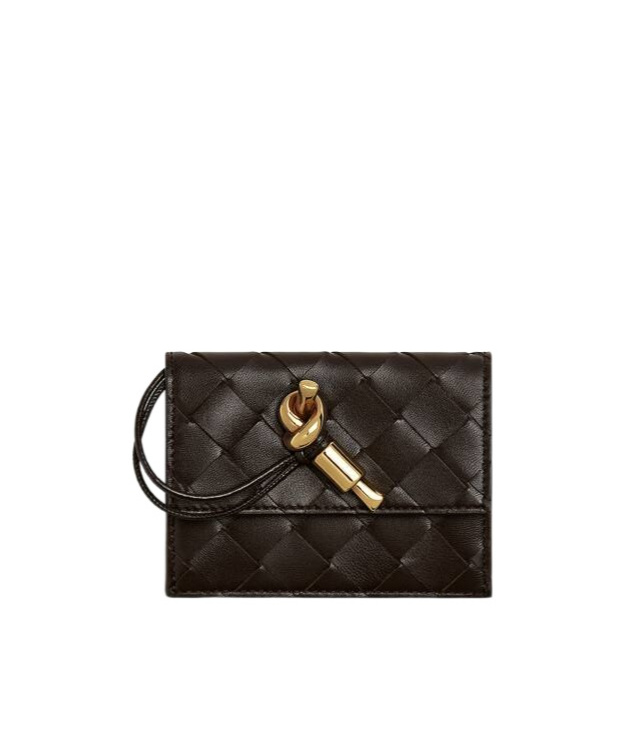 Bottega Veneta Women Andiamo Leather Card Case In Brown