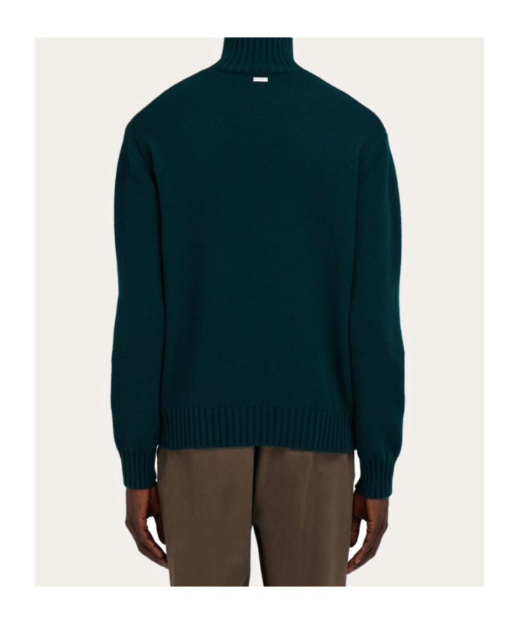 Ferragamo High Neck Cashmere Pullover In Green