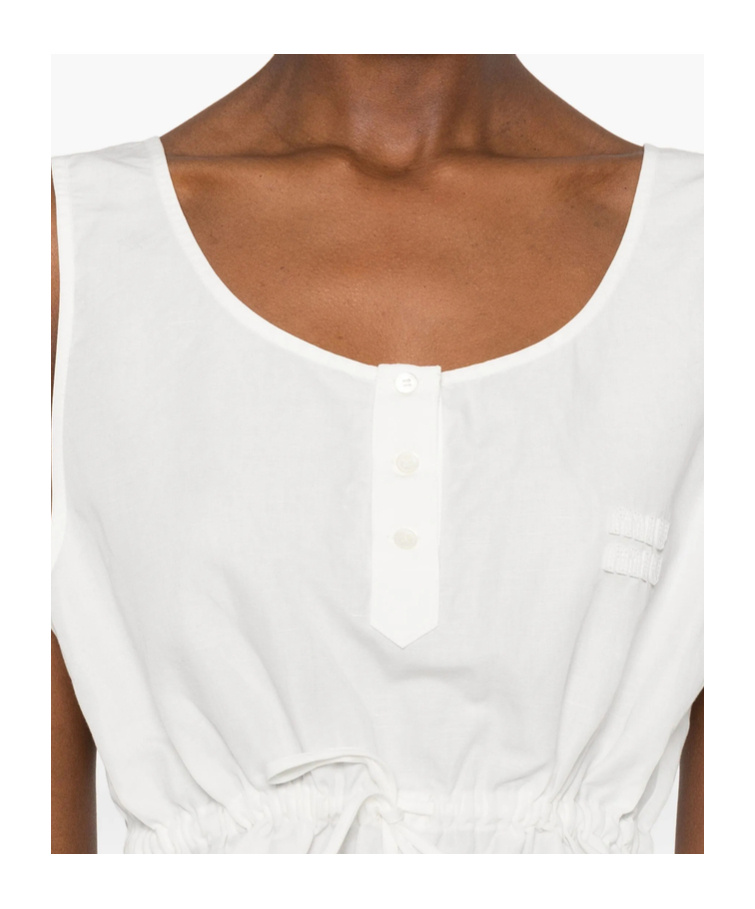 Miu Miu Drawstring Top In White