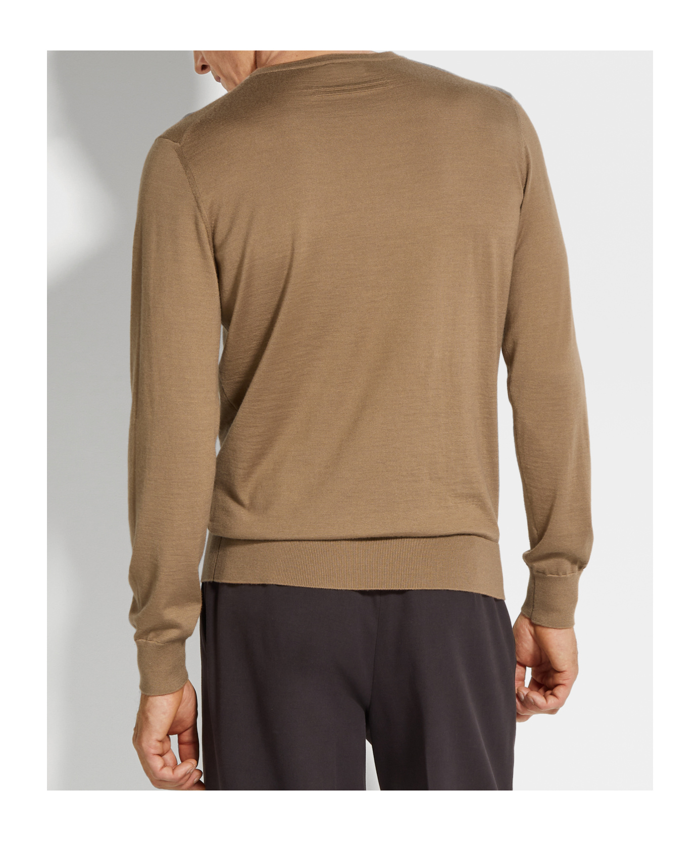 Shop Zegna Fine-knit Crew-neck Jumper In Dark Beige Mixed Color