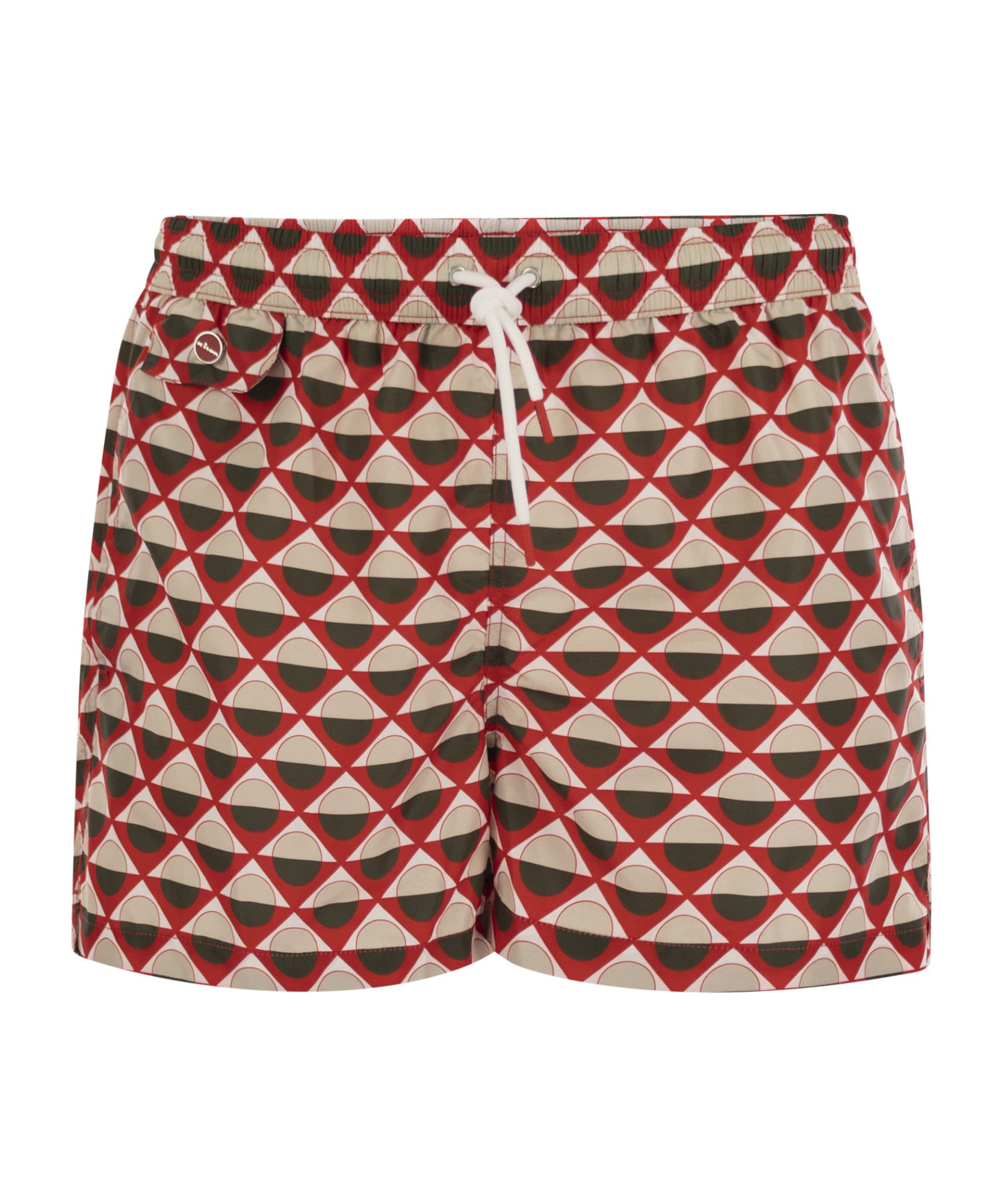 Kiton Geometric-pattern Swim Shorts In Red