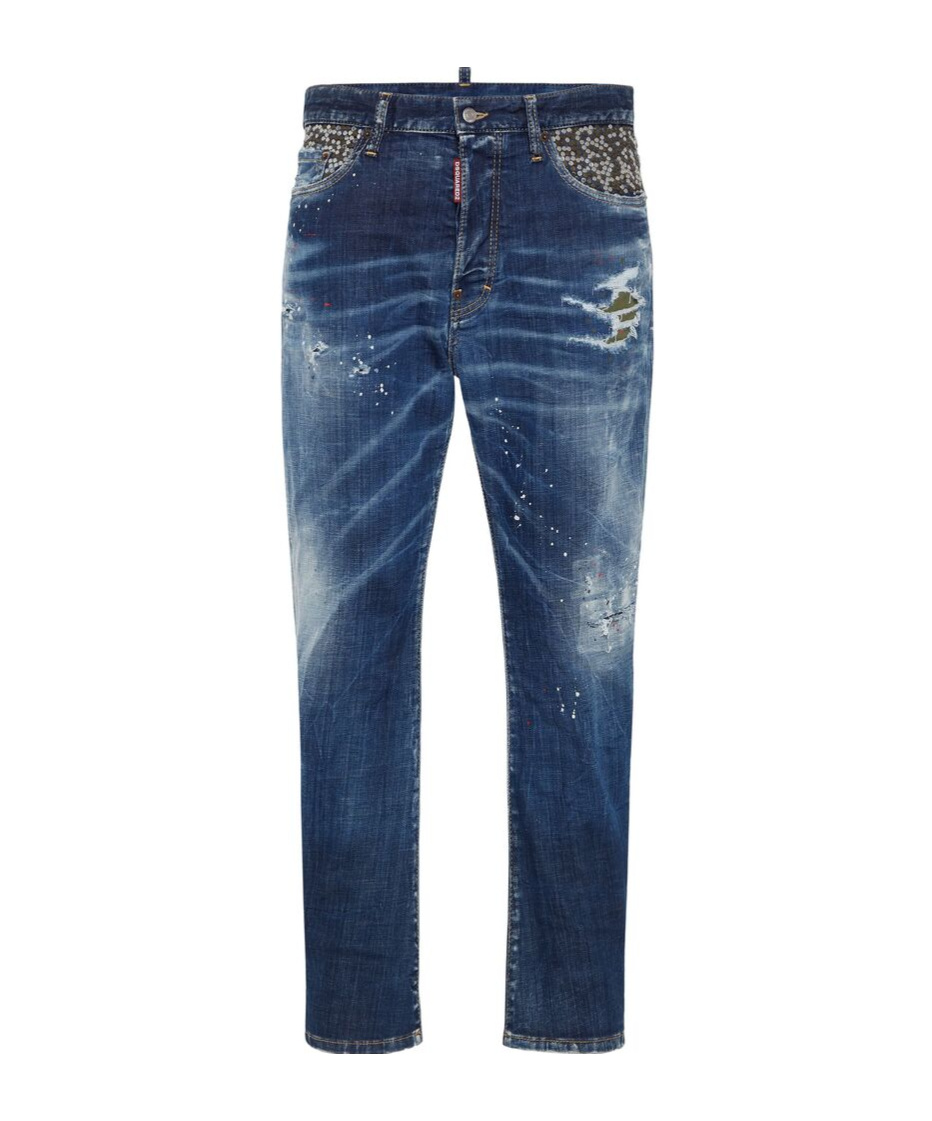 Dsquared2 Distressed Straight-leg Jeans In Blue