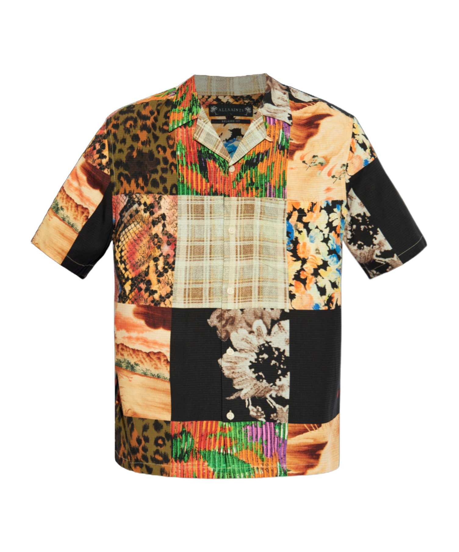 Allsaints Patches Camp Shirt In Nude