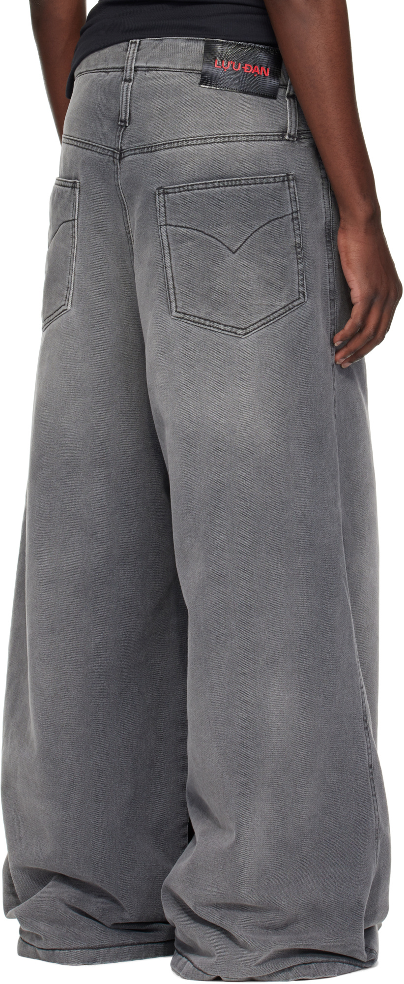 Lu'u Dan Non-stretch Wide-leg Jeans In Gray