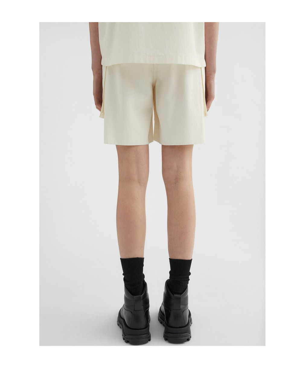 Jil Sander Elastic Waist Shorts In Eggshell