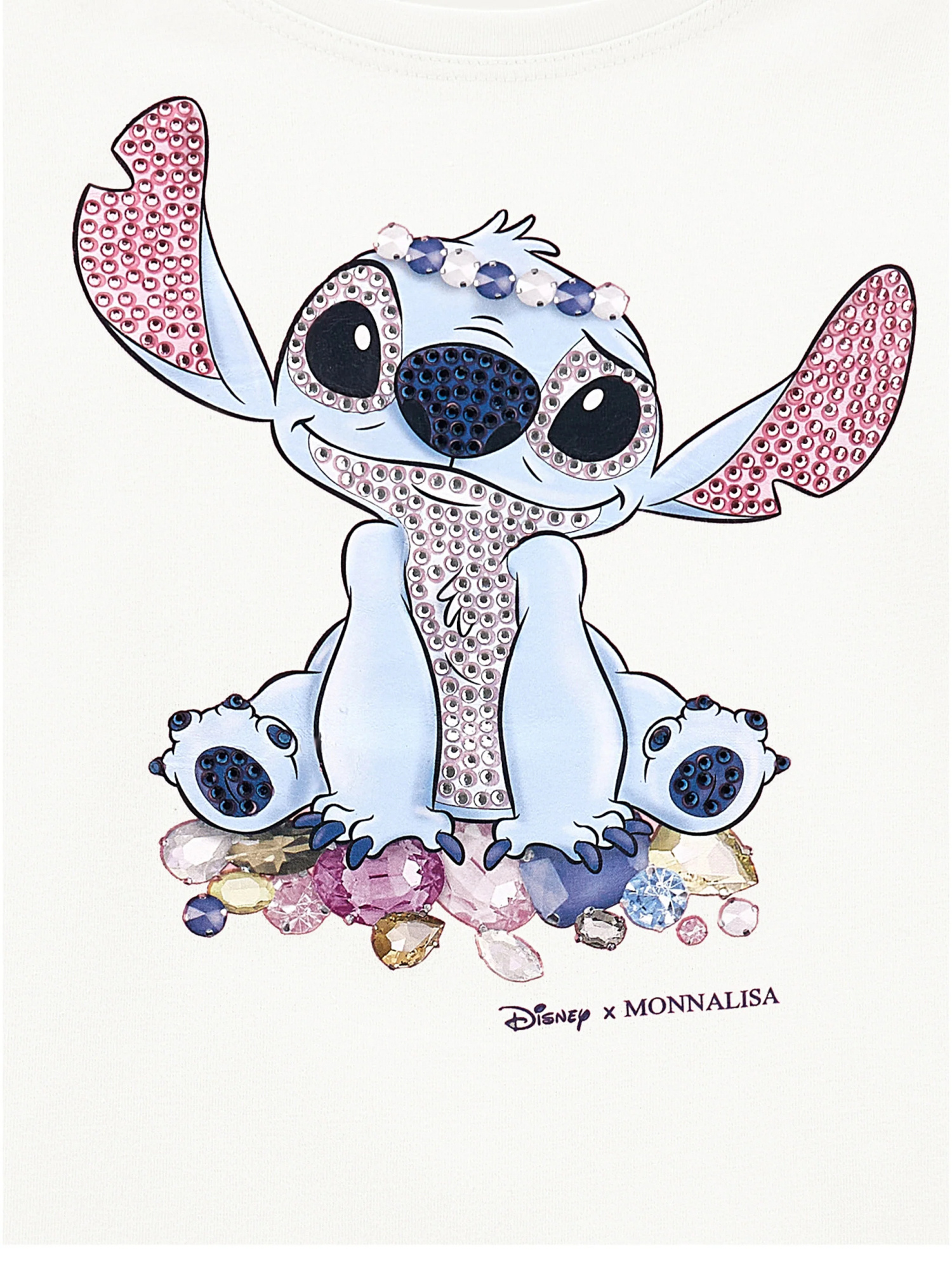 Monnalisa White T-shirt For Girl With Stitch Print