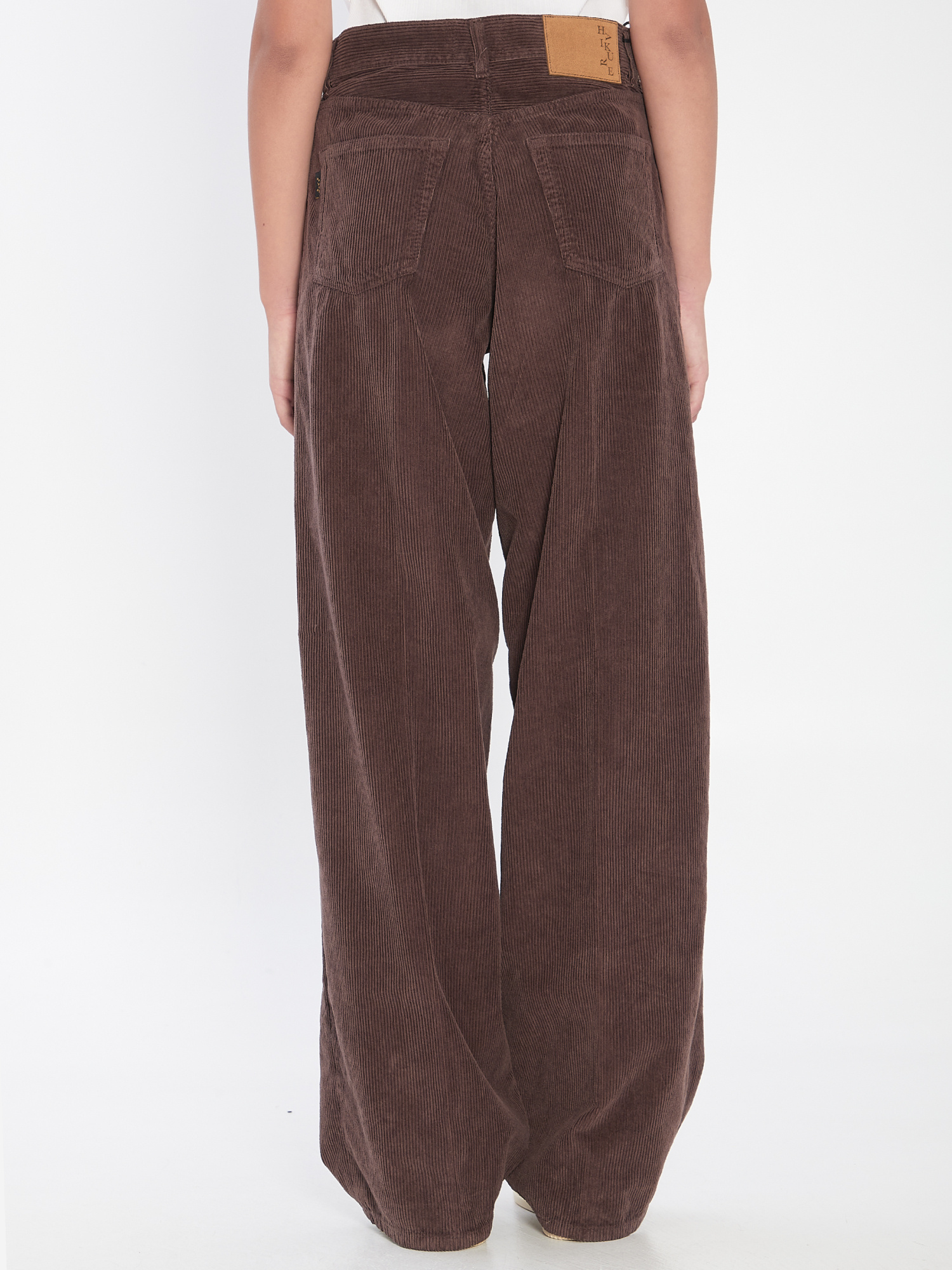Haikure Korea Brown Pants With Logo Patch On The Rear In Corduroy Woman In Brown