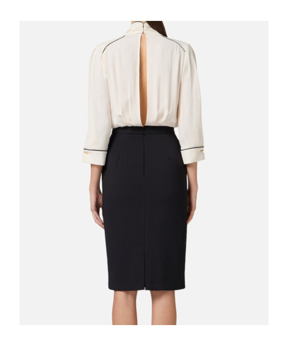 Elisabetta Franchi Viscose Blend Midi Dress With Detachable Skirt In Black
