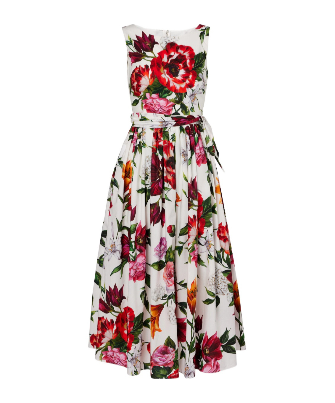 Dolce & Gabbana Floral Cotton Poplin Midi Dress In Multi