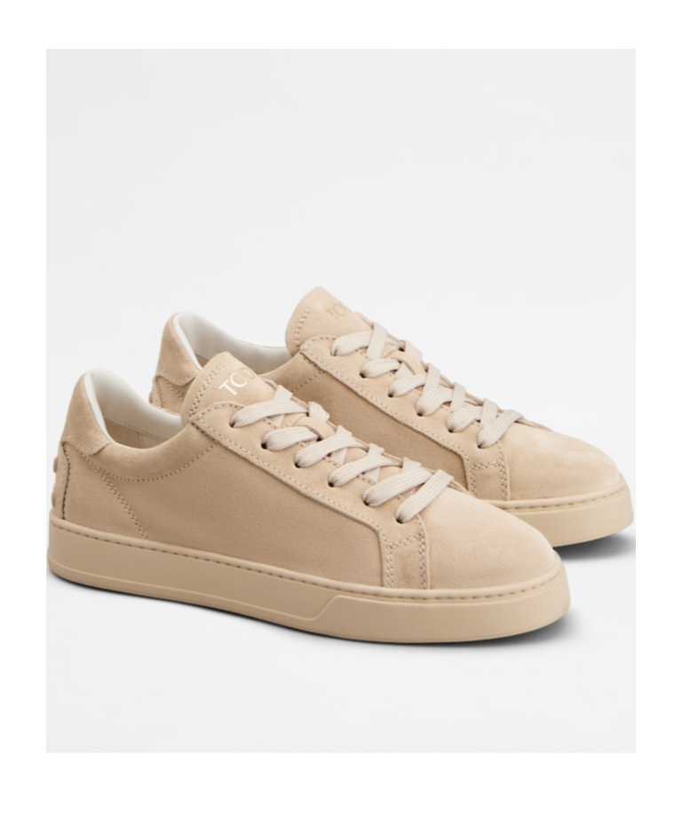 Tod's Suede Leather Sneakers In Beige