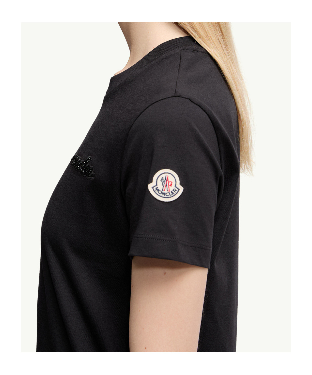 Moncler Round Neck Short Sleeve T-shirt In Black