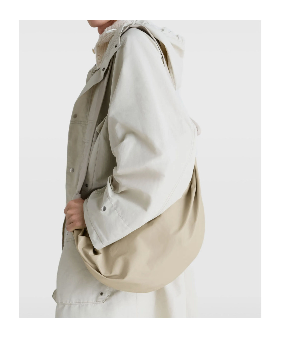 Lemaire Large Soft Croissant Leather Shoulder Bag In Brown