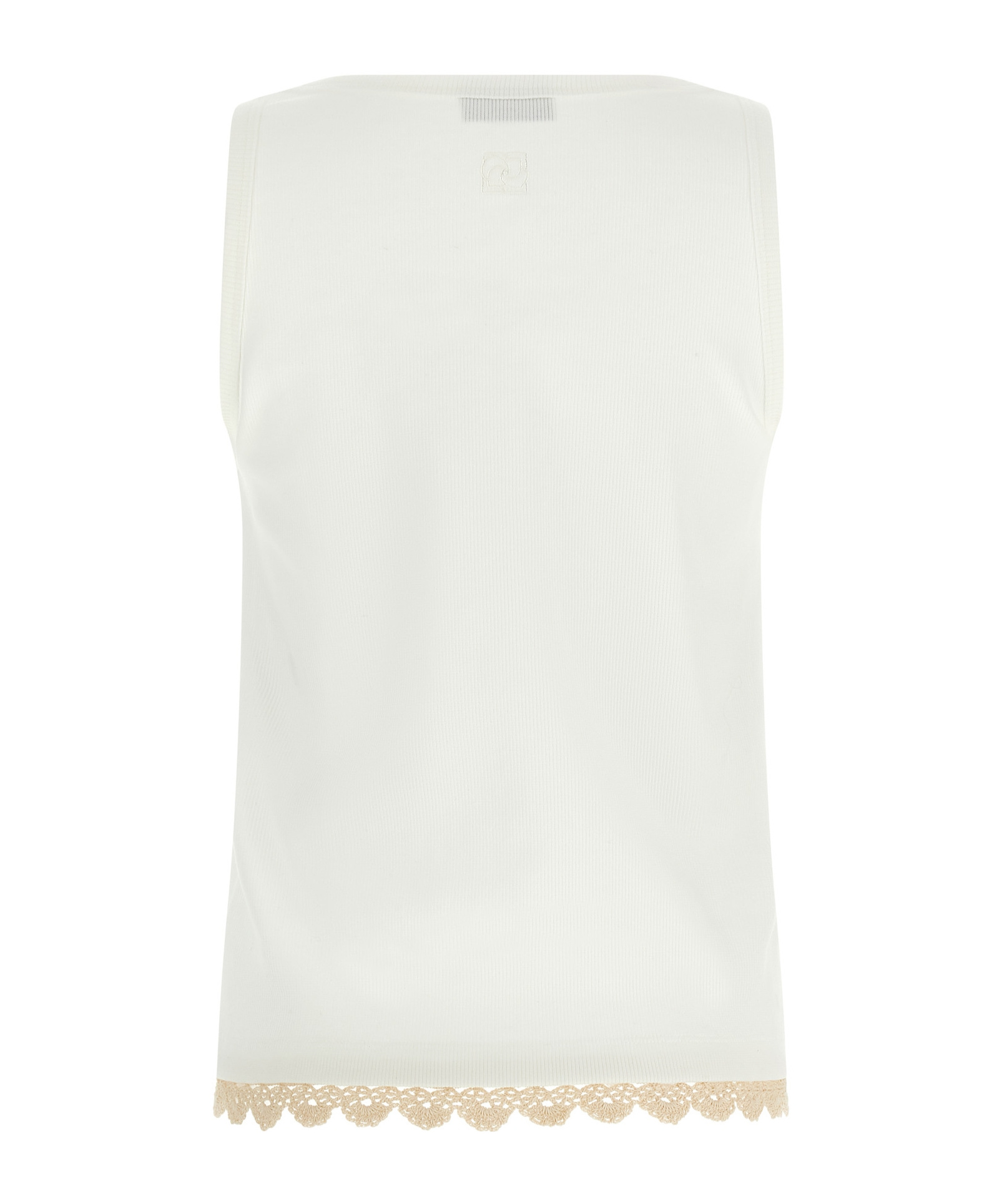 Magda Butrym Lace Trim Ribbed Texture Scoop Neck Top In White