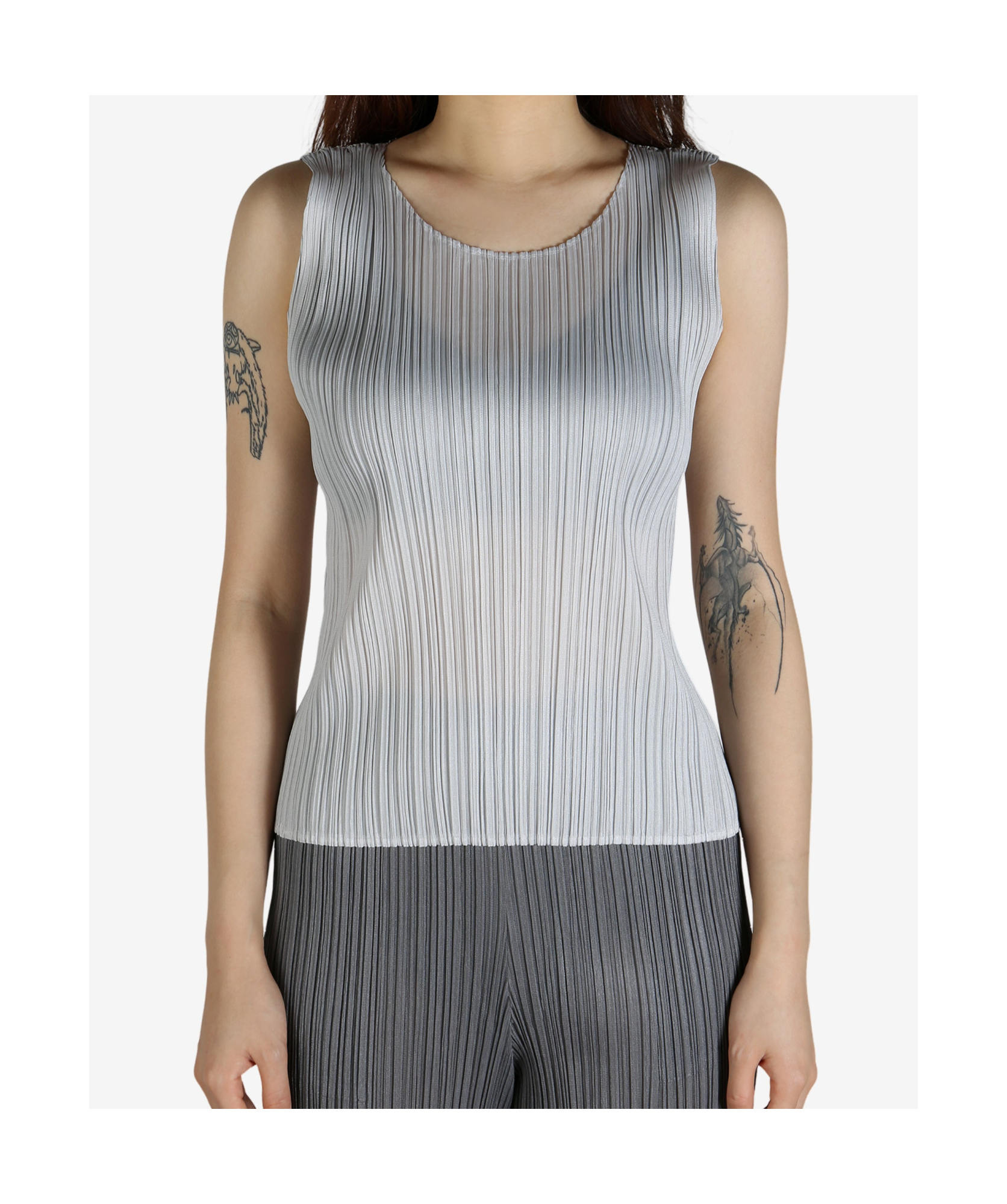 Issey Miyake Crew Neck Vest In Light Grey