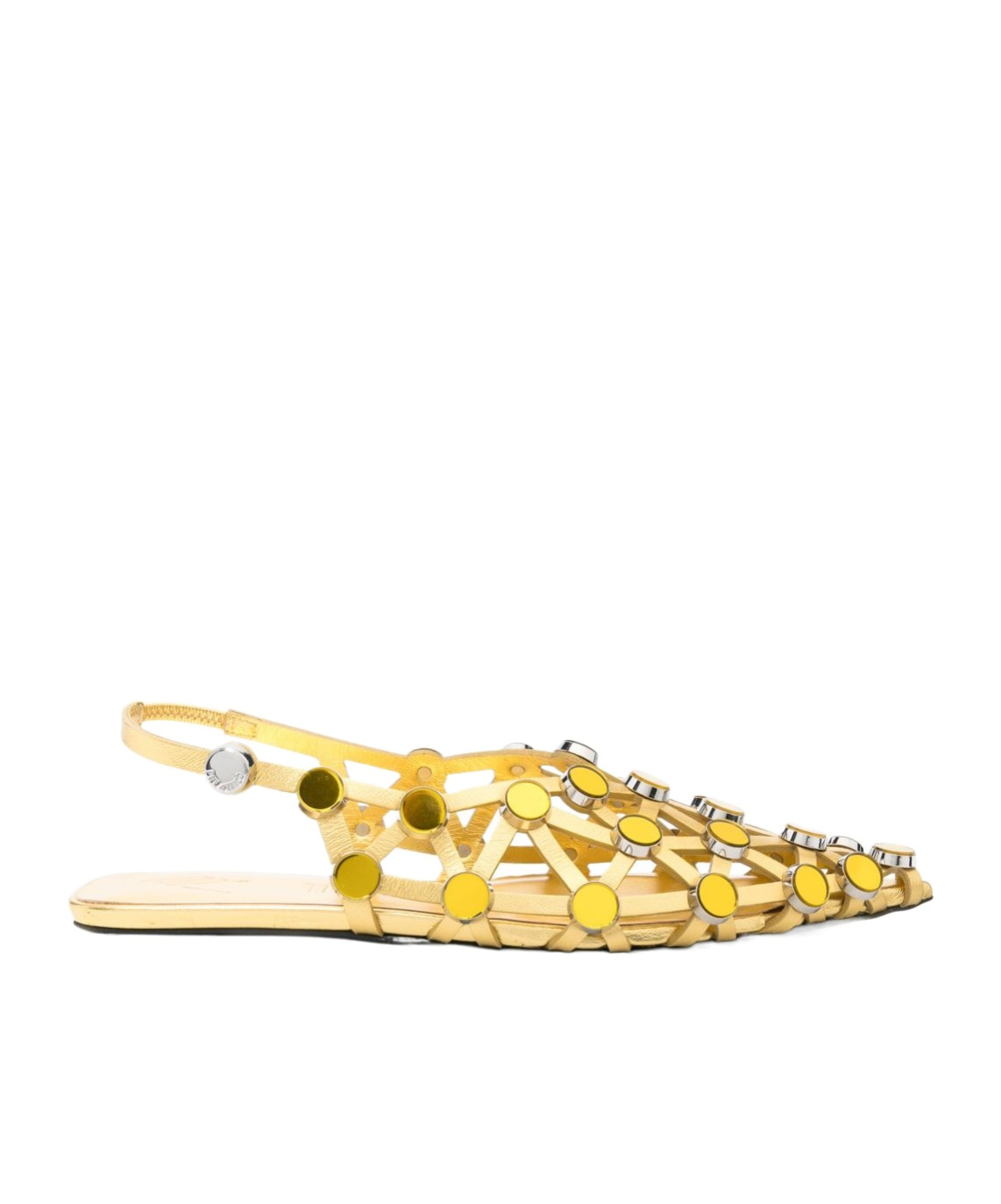 Attico Grid Metallic Leather Ballet Flats In Gold