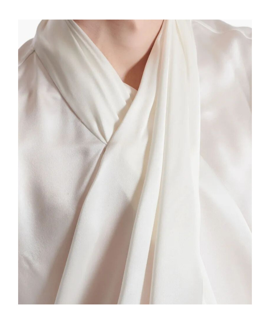 Balmain Crossed Fluid Silk Shirt Clothing In White