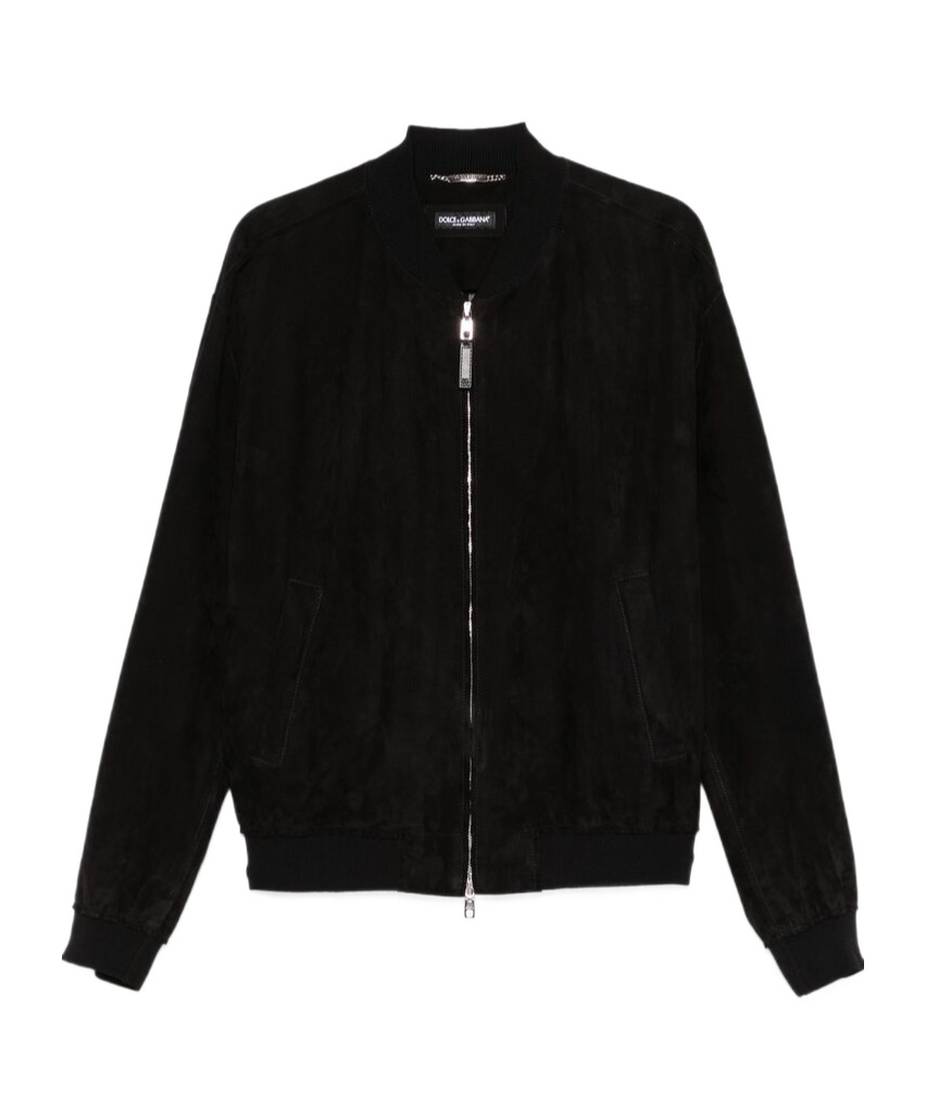 Shop Dolce & Gabbana Suede Bomber Jacket In Black