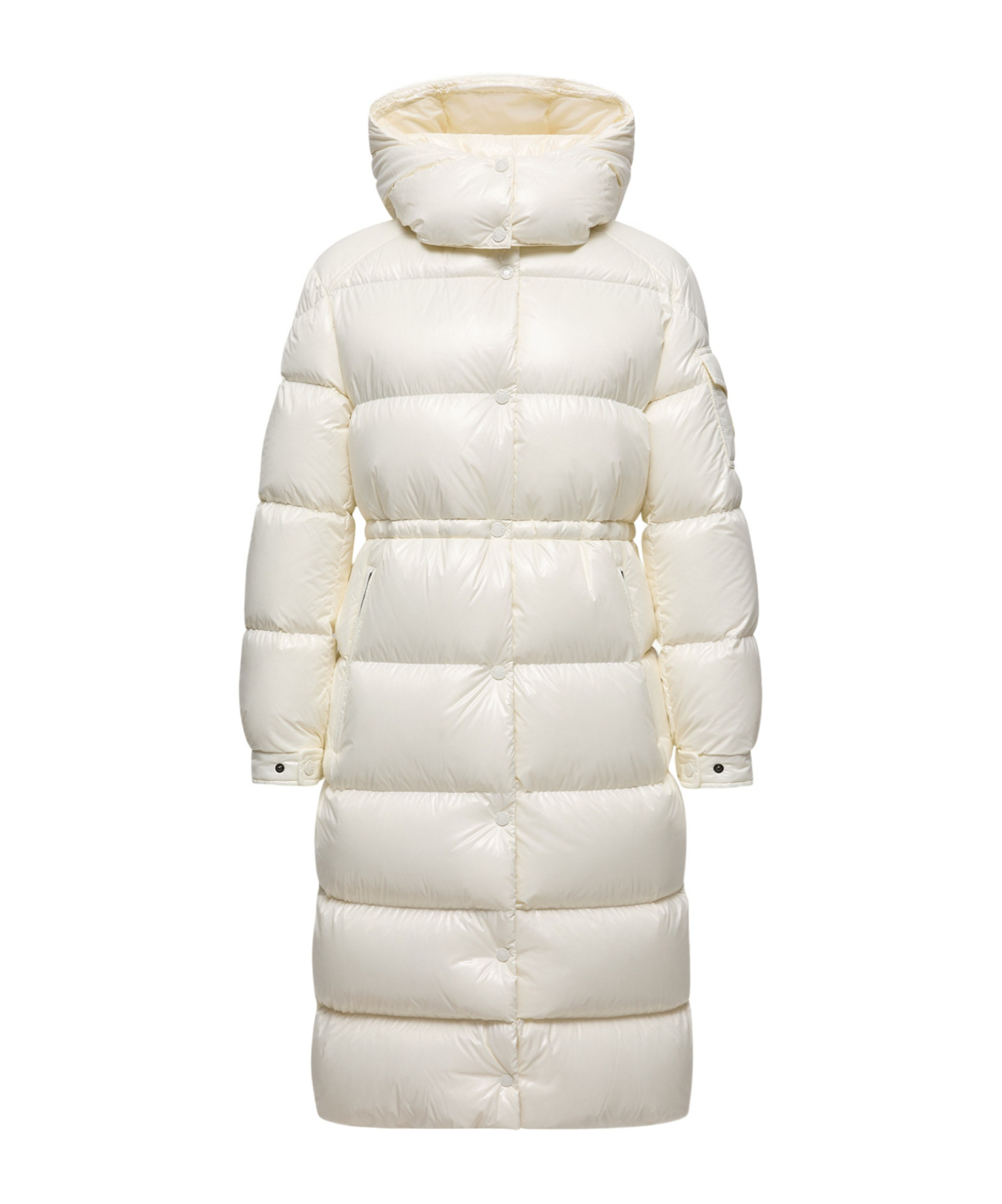 Moncler Cavettaz Hooded Long Down Jacket In White