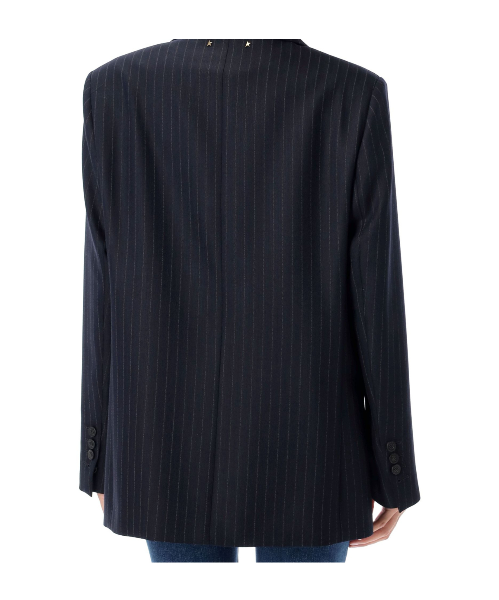 Golden Goose Single-breasted Pin Stripes Blazer In Blue