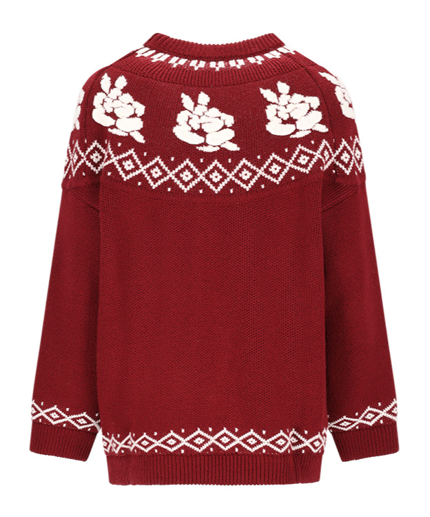 Magda Butrym Floral-pattern Sweater In Burgundy