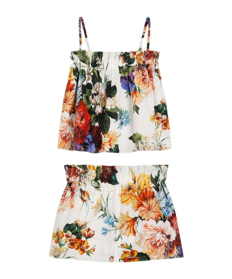 Dolce & Gabbana Floral-print Cotton Short Set In Multi
