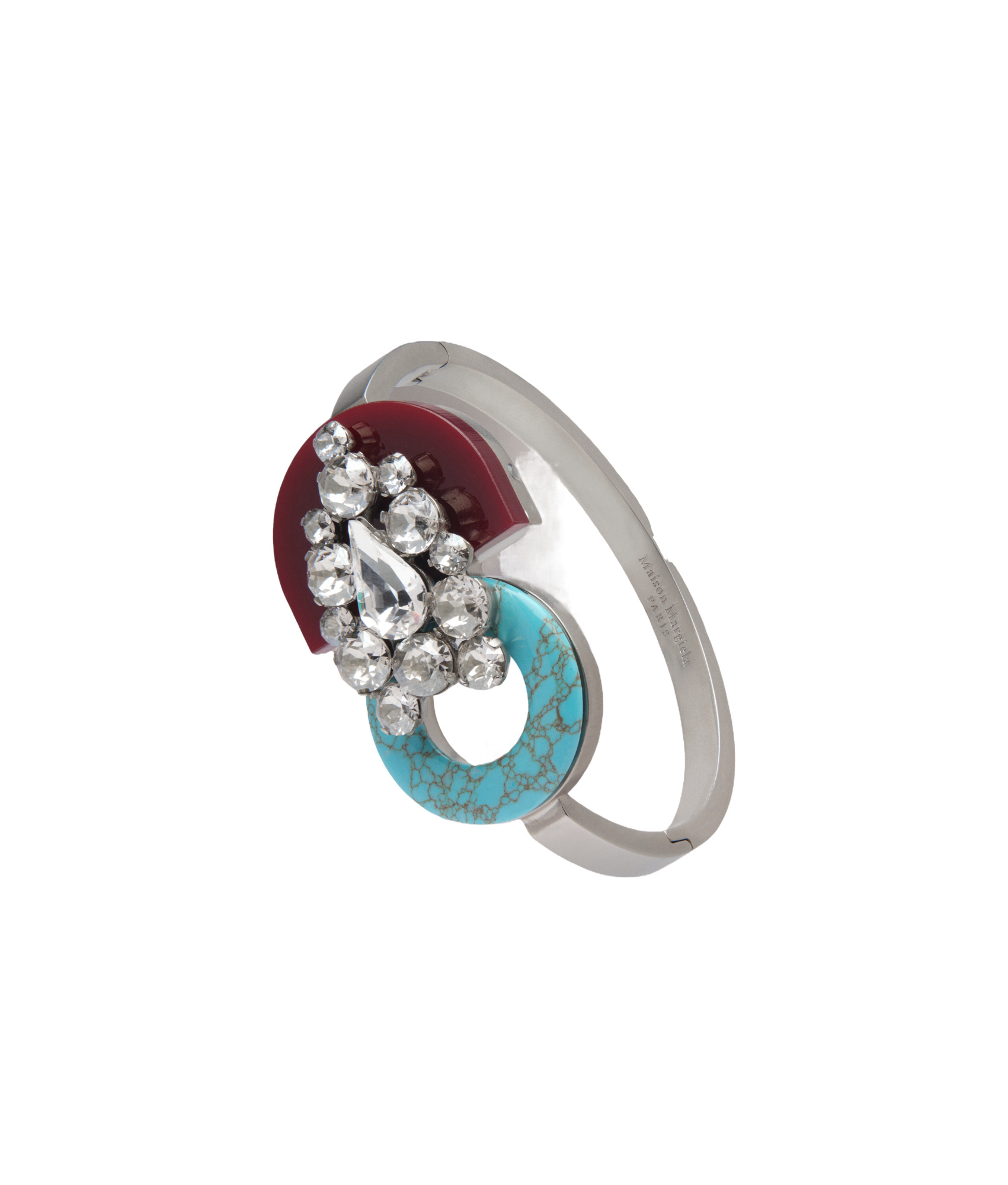 Maison Margiela Rhinestone Inlaid Bracelet In Gray