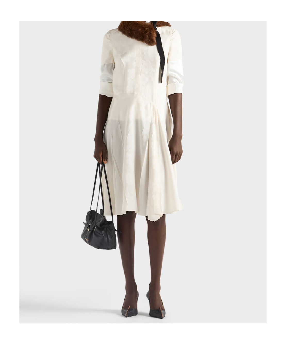 Prada Floral Jacquard Dress In White