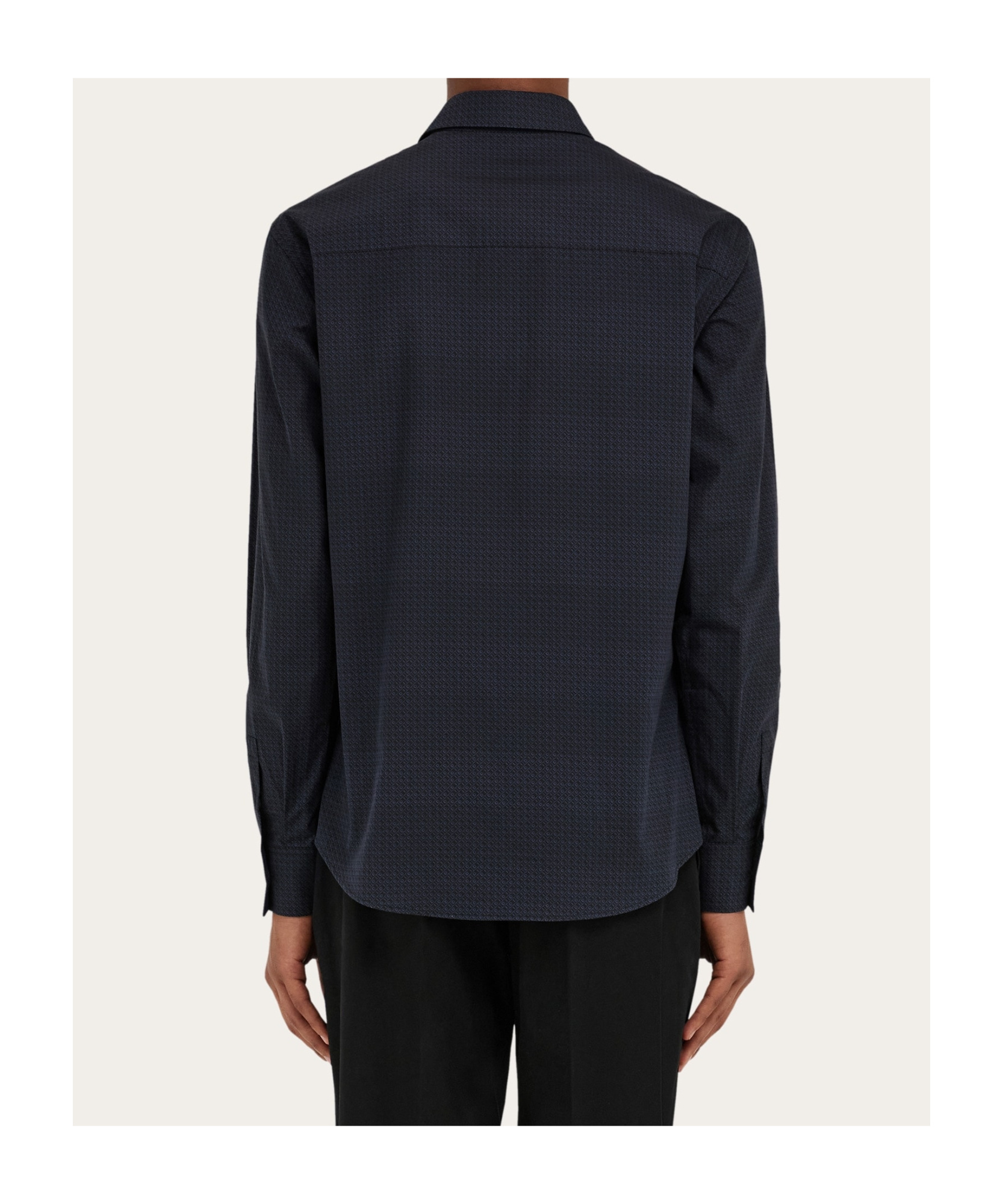 Ferragamo Textured-finish Shirt In Black/new Navy Blue