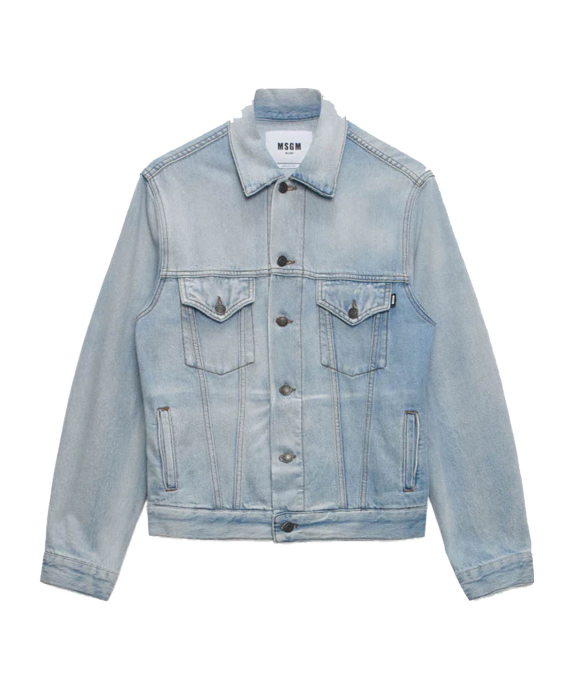 Msgm Long Sleeve Denim Jacket In Blue