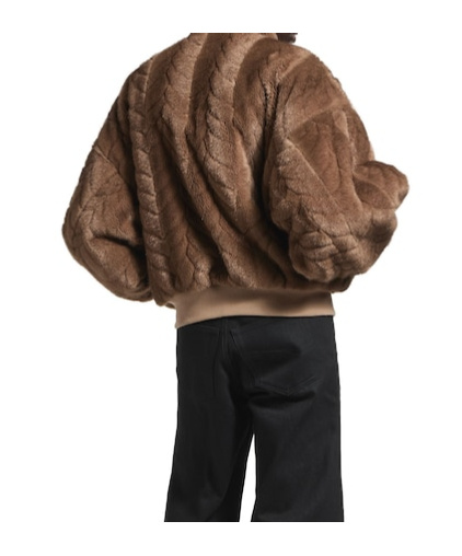 Balenciaga Embossed Fleece Bomber Jacket In Brown