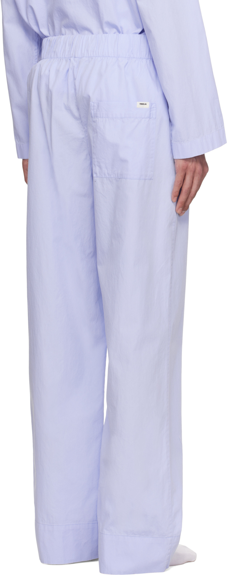 Tekla Organic Cotton Poplin Pajama Pants In Blue