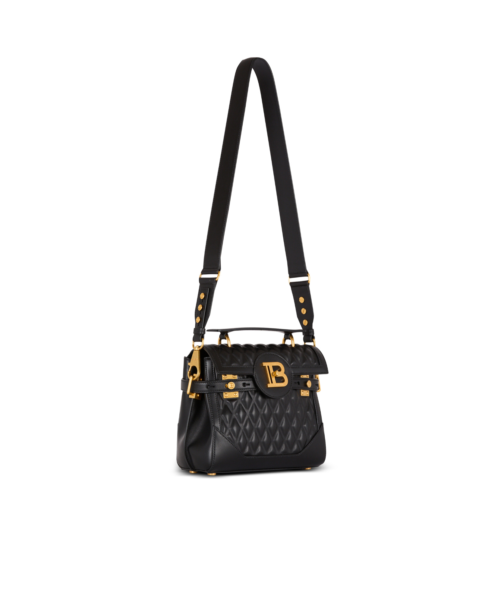 BALMAIN B-BUZZ 23 BAG IN DIAMOND-QUILTED CALFSKIN