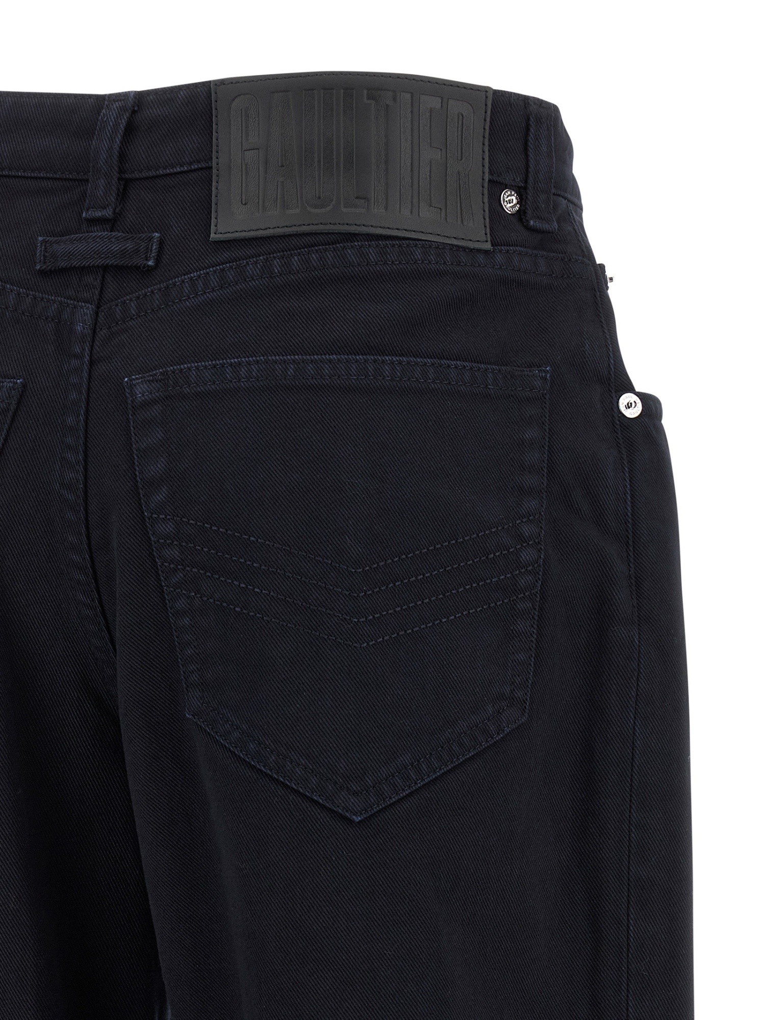 Jean Paul Gaultier Overdyed Upper Panel Denim Trouser In Black