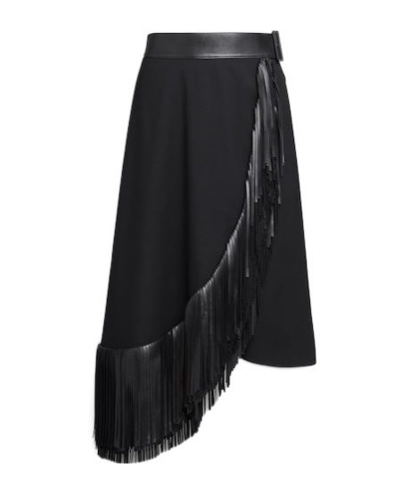 Shop Alaïa Fringed Skirt In Black