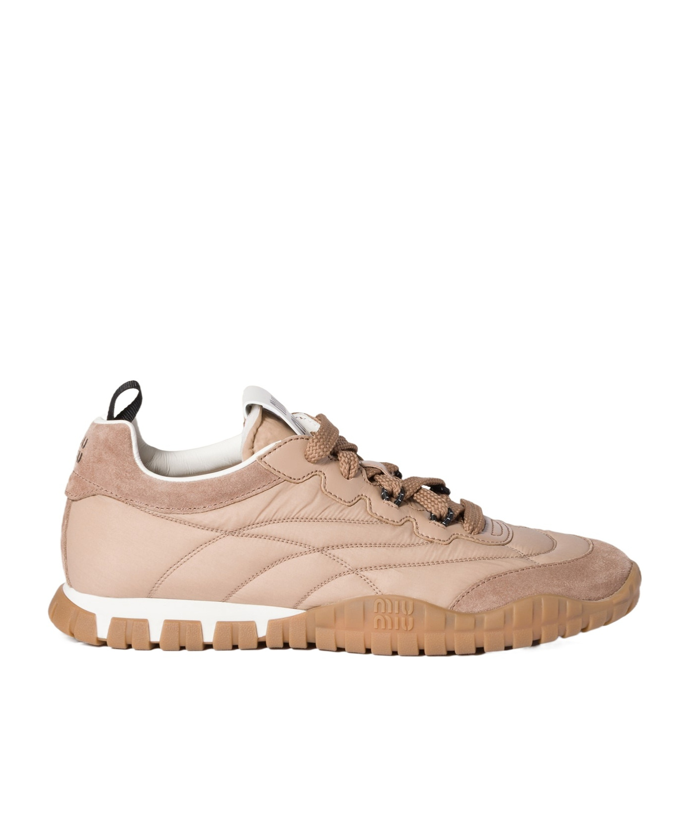 Miu Miu Tyre Technical Fabric And Suede Sneakers In Brown