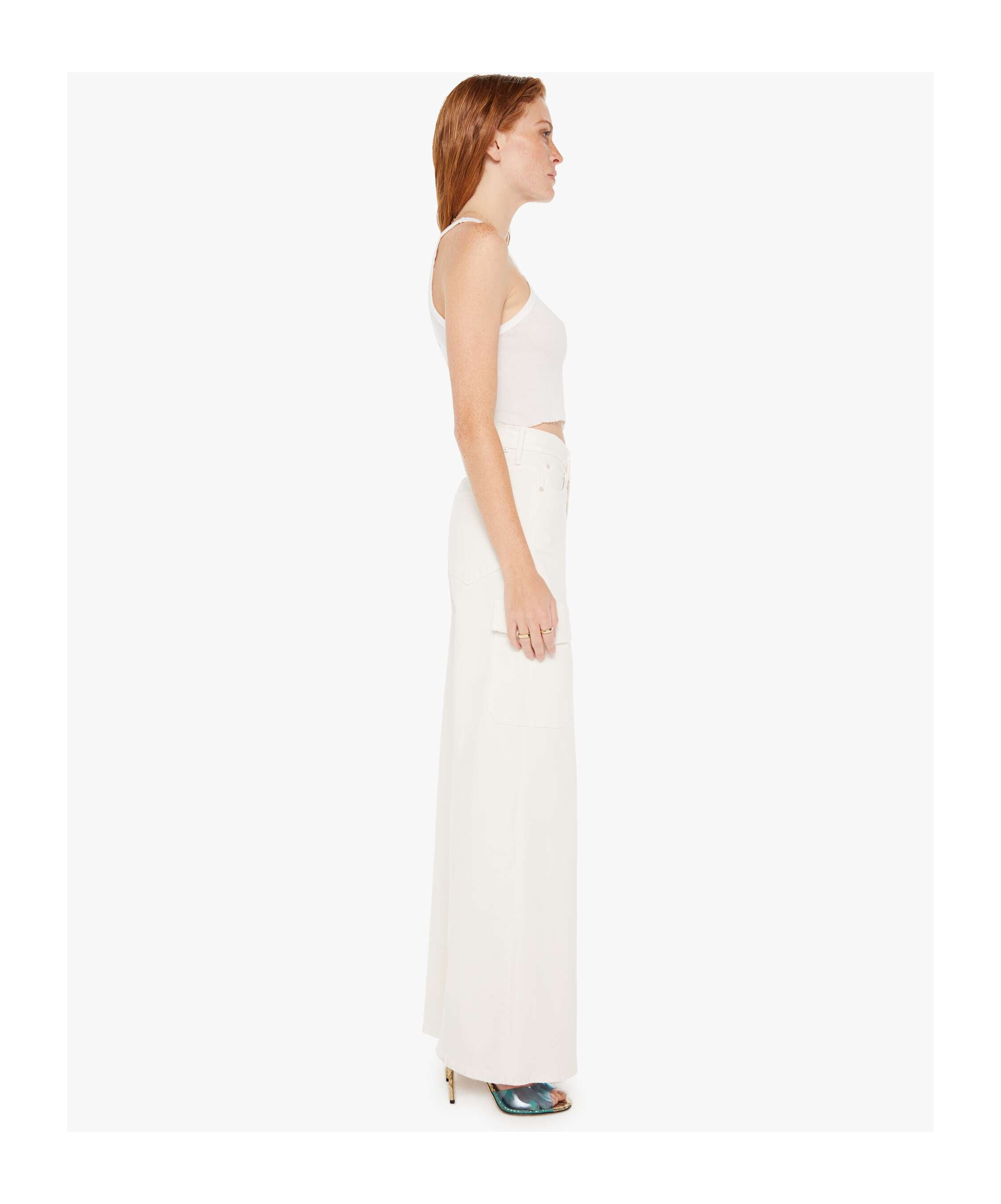 Mother Twister Skimp High-rise Pants Flared Leg Pants In Cream Puffs In White