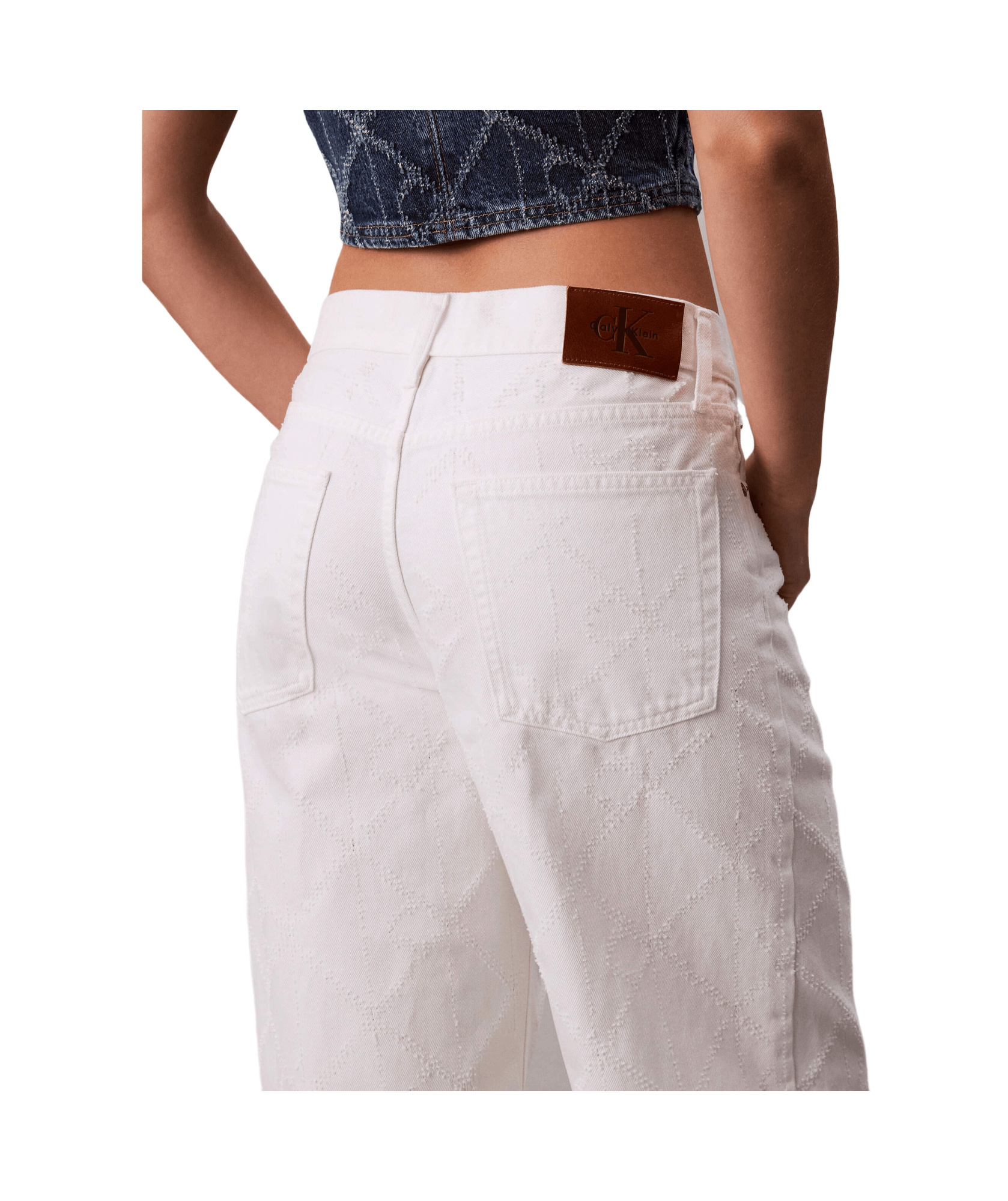 Calvin Klein Women's Baggy Jeans White In White