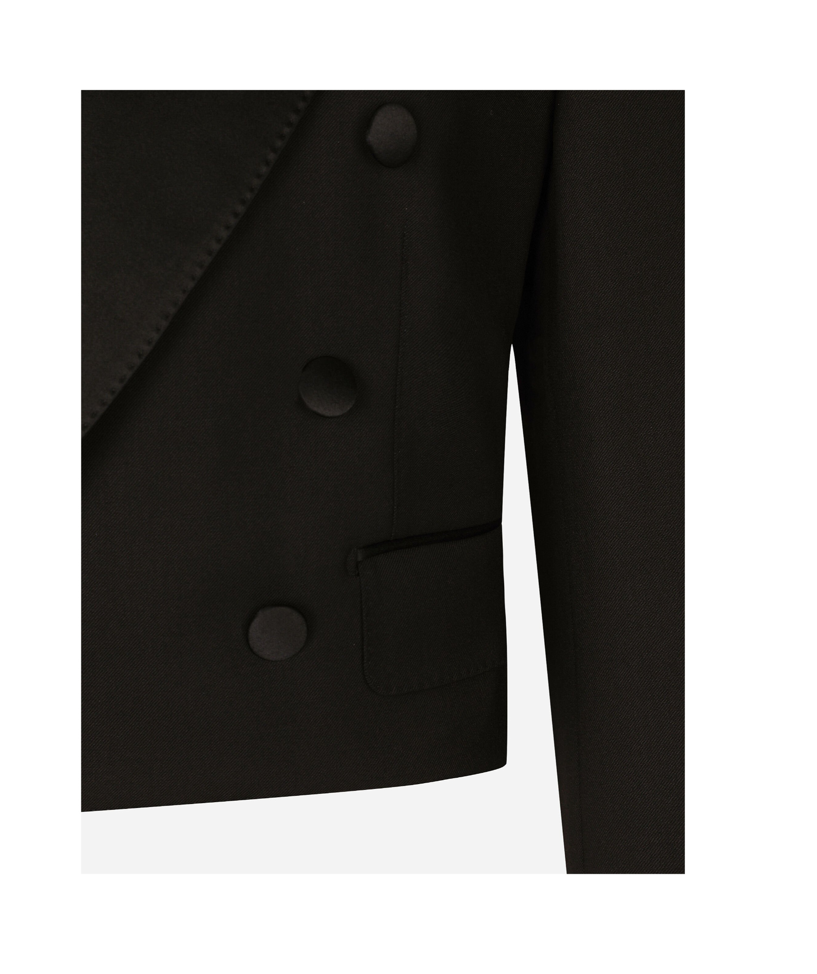 Dolce & Gabbana Virgin Wool-blend Cropped Blazer In Black