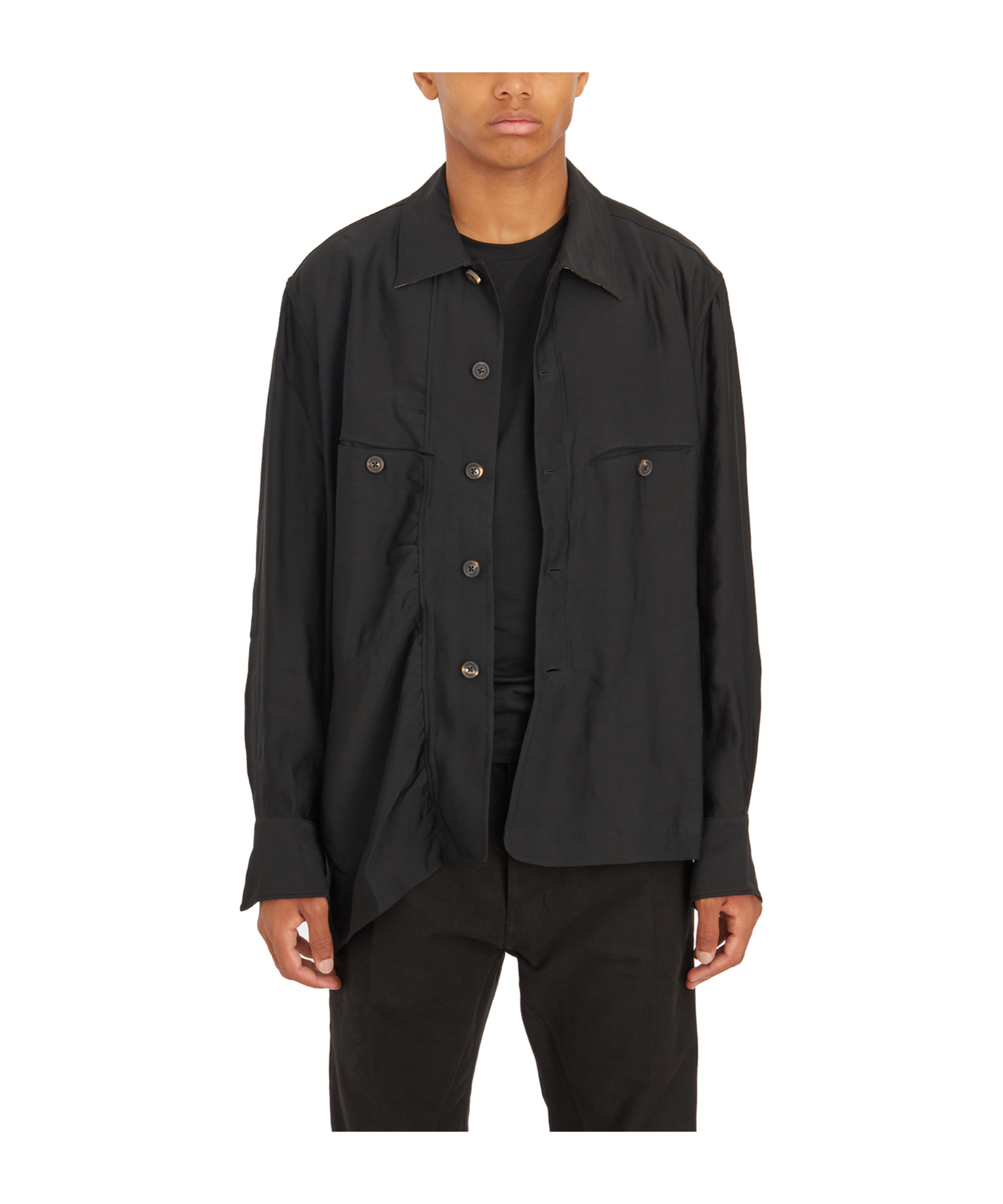 Ziggy Chen Camicia Asymmetric Cocoon In Black