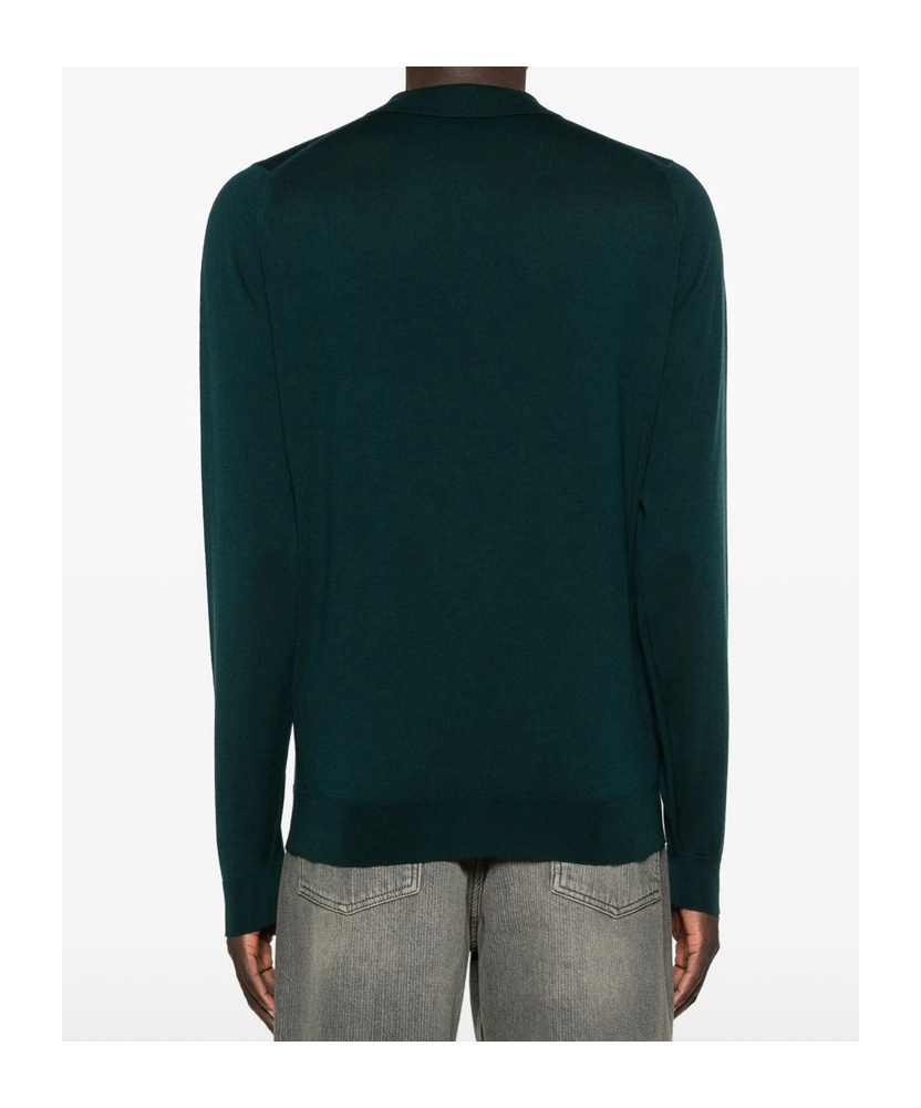 John Smedley Long-sleeved Polo Shirt In Green