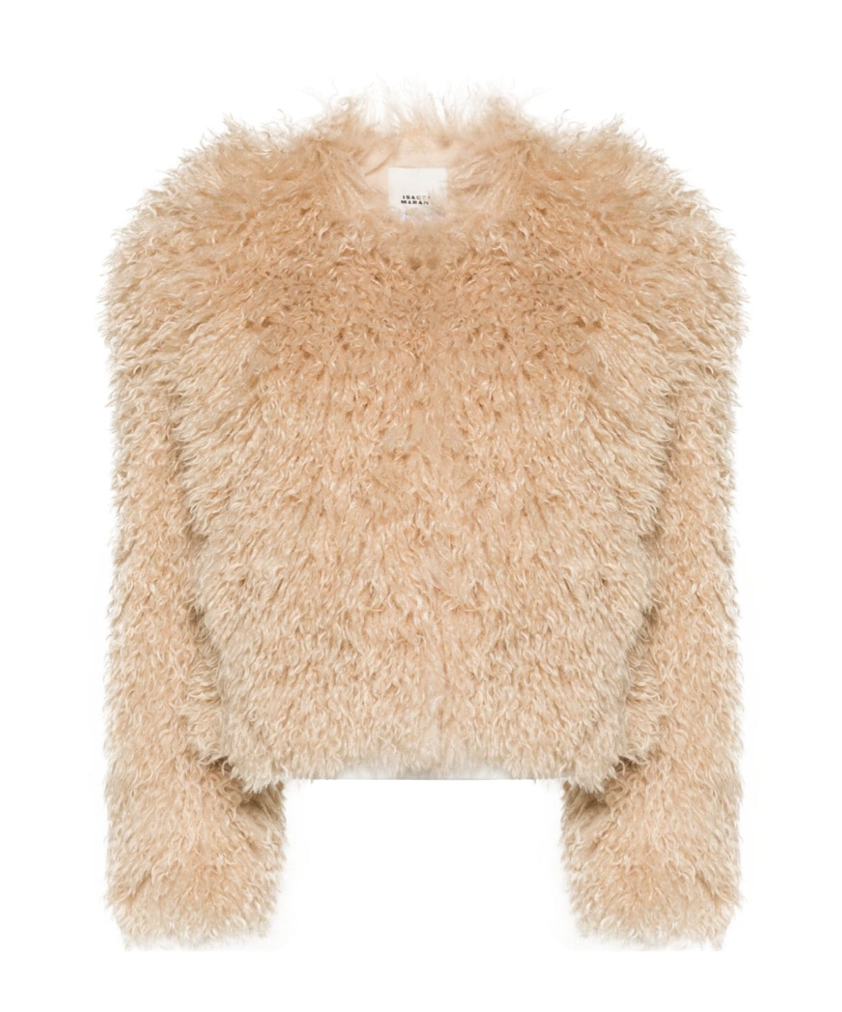 Isabel Marant Faustine Faux-shearling Cropped Jacket In Nude