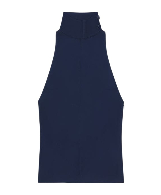 Courrèges Sleeveless Scarf Blouse In Blue