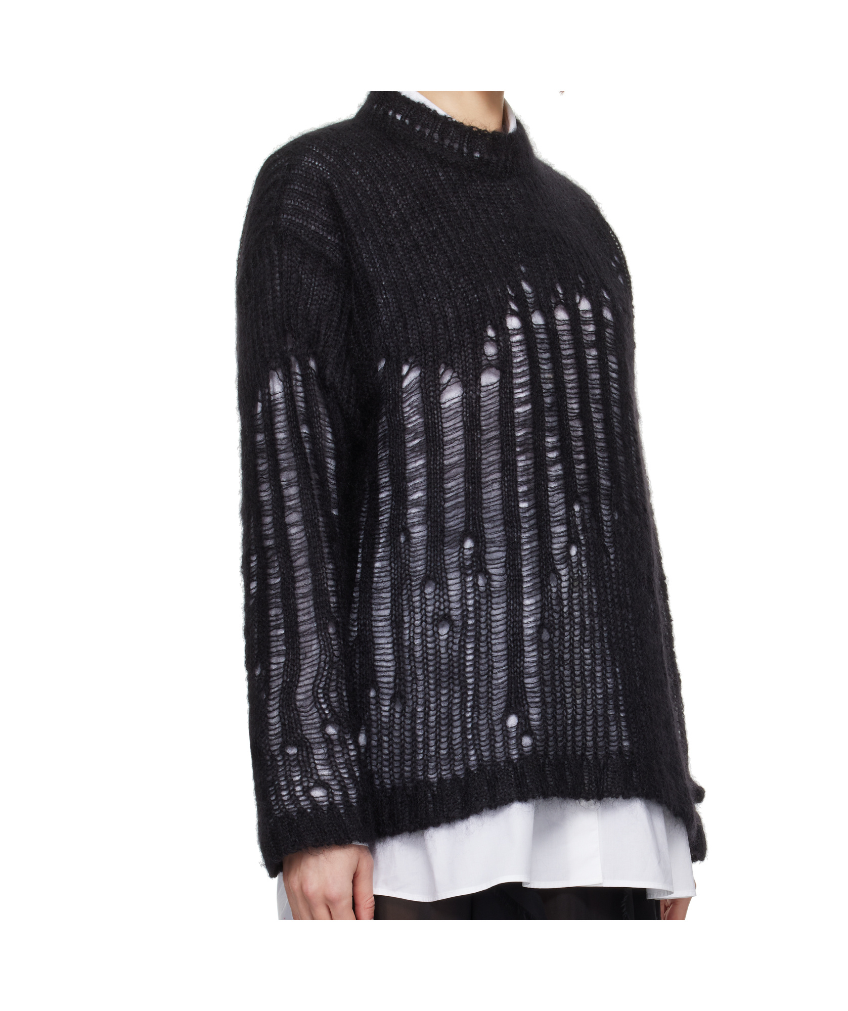 Ann Demeulemeester Oversized Crew Neck Mohair Jumper In Black