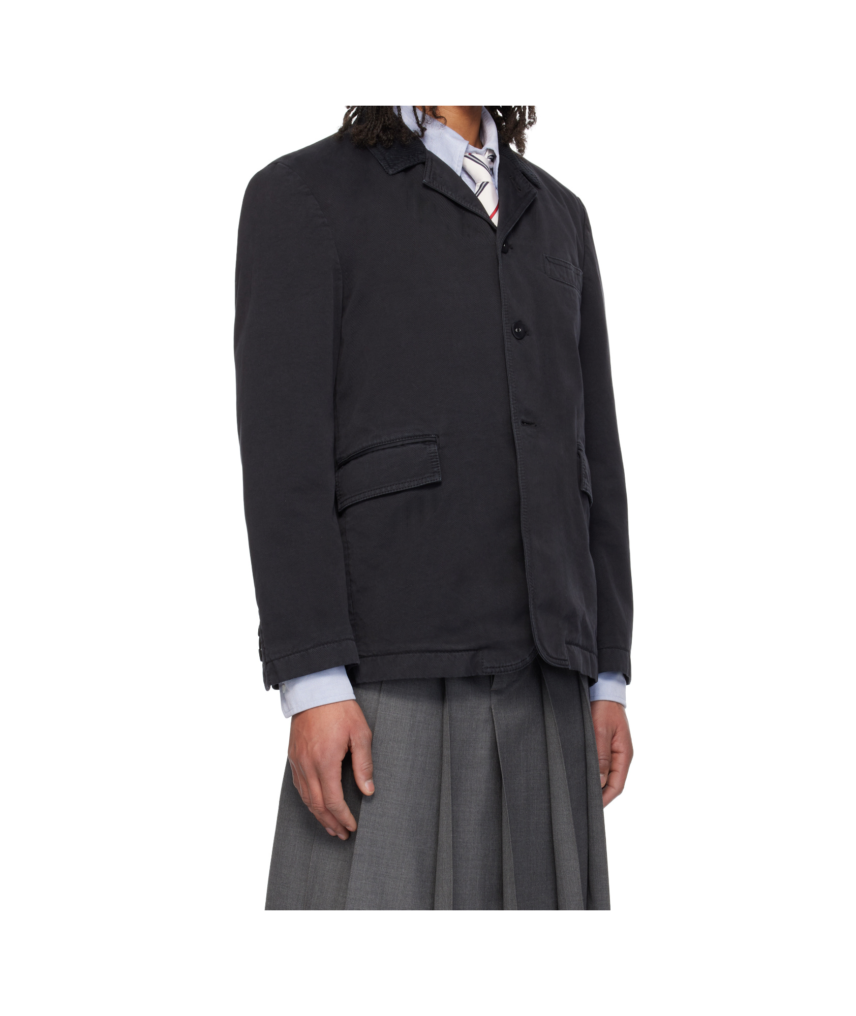Thom Browne Unconstructed Cotton Jacket In Black