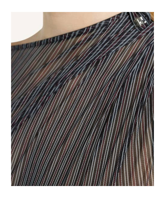 Courrèges Striped Mesh Top In Black