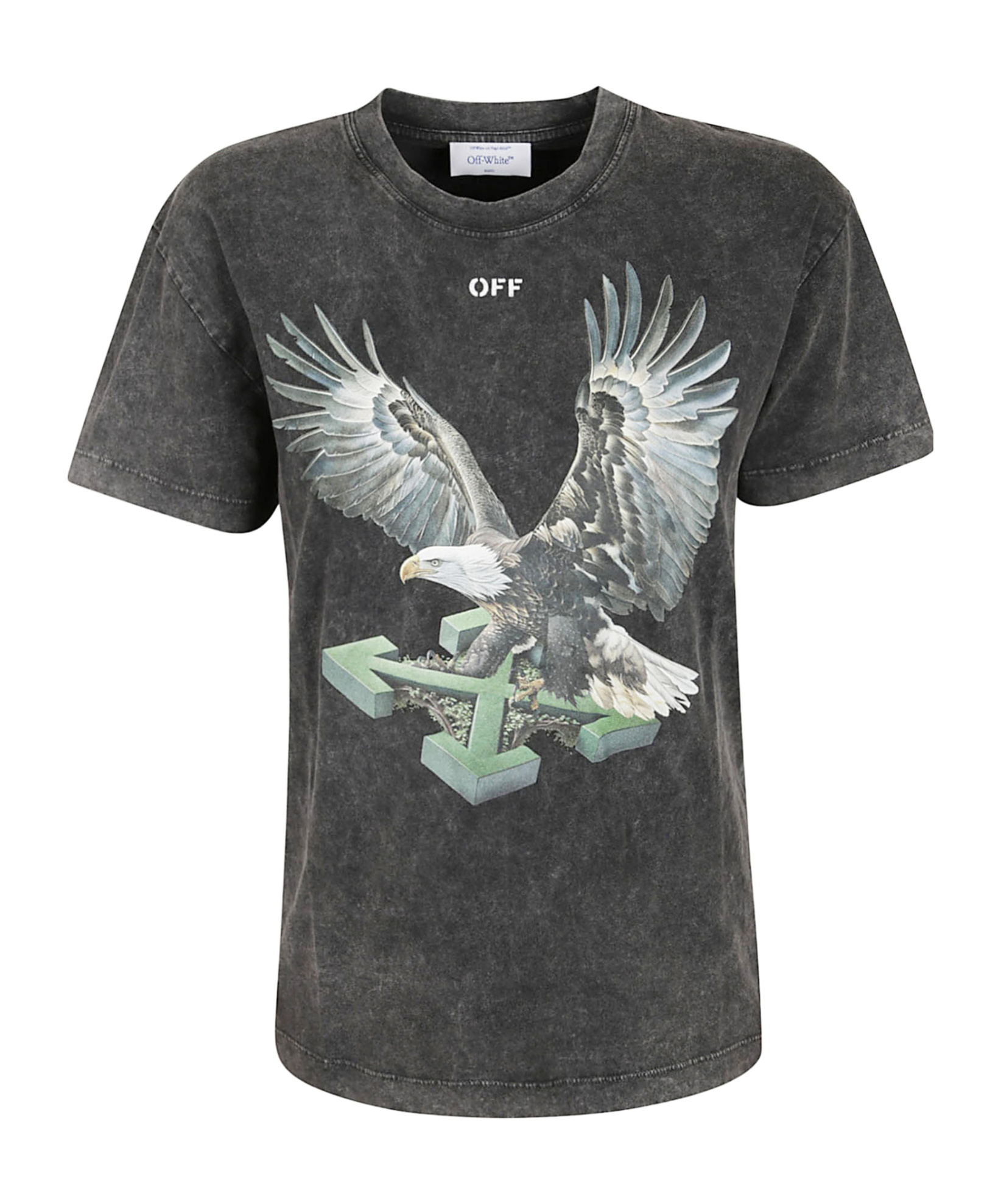 Off-white Eagle Arrow Graphic Print Short Sleeve Top In Black